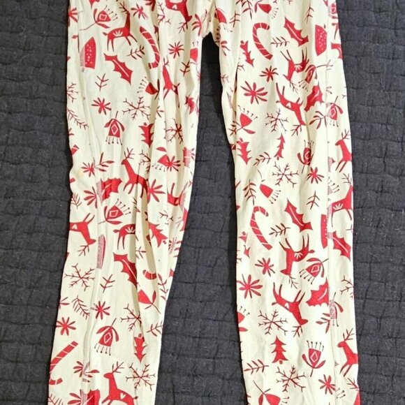 Hanna Andersson women's S small pajama pants Christmas holiday red cream Scandi - Picture 1 of 3